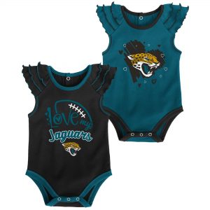 Jacksonville Jaguars Girls Newborn Two-Pack Touchdown Bodysuit Set – Teal/Black